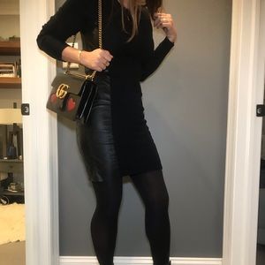 ♦️Black leather and Knit Susana Monaco dress